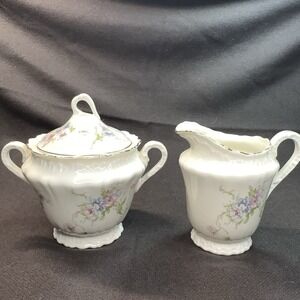 Theodore Haviland Annette Lidded Sugar Bowl Creamer Set Mid Century Fine China